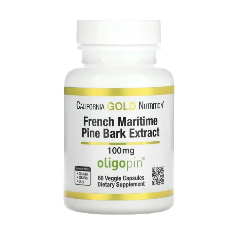 California Gold Nutrition, French Maritime Pine Bark Extract, Oligopin, 100 mg, 60 Veggie Capsules in Pakistan