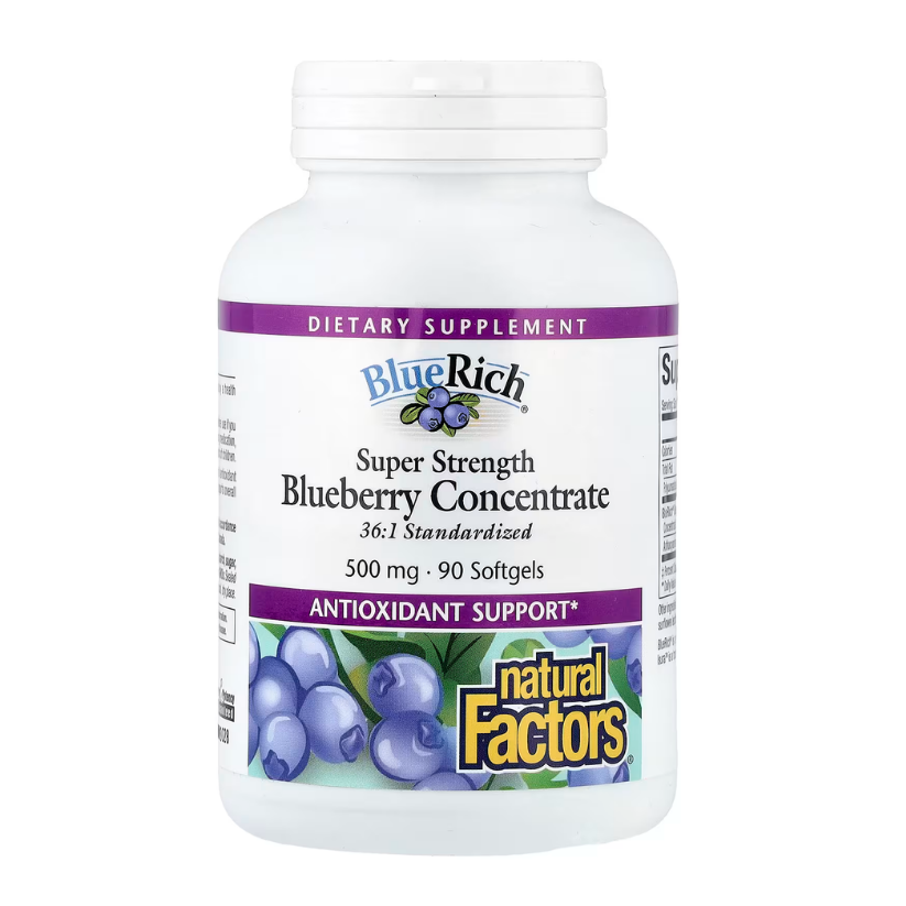 Natural Factors, BlueRich®, Super Strength Blueberry Concentrate, 500 mg, 90 Softgels in Pakistan