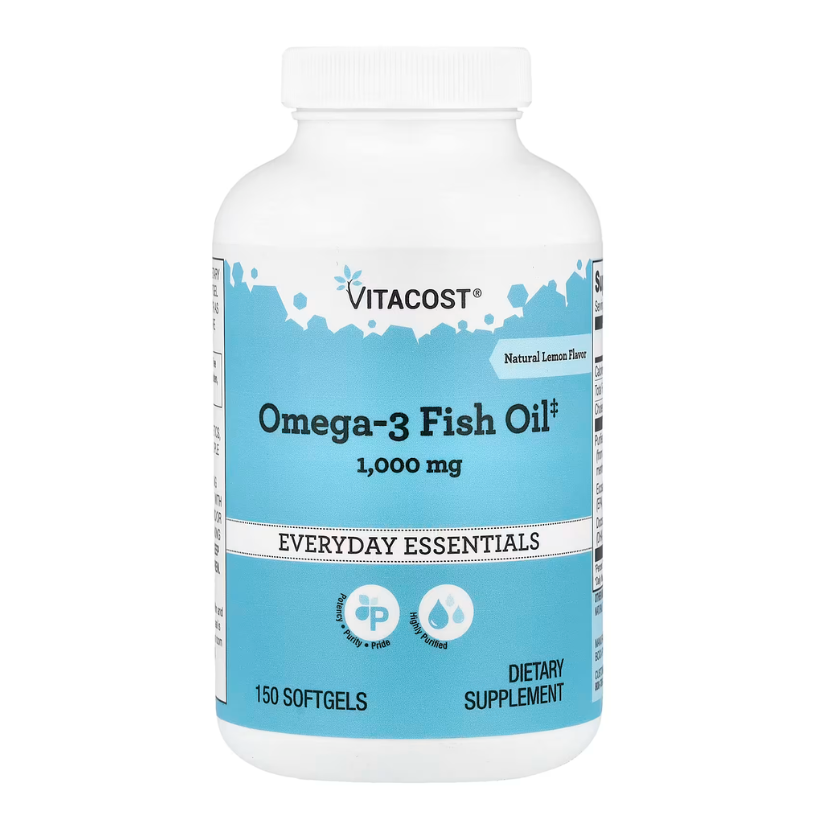 Vitacost, Everyday Essentials, Omega-3 Fish Oil, Natural Lemon, 1,000 mg, 150 Softgels in Pakistan