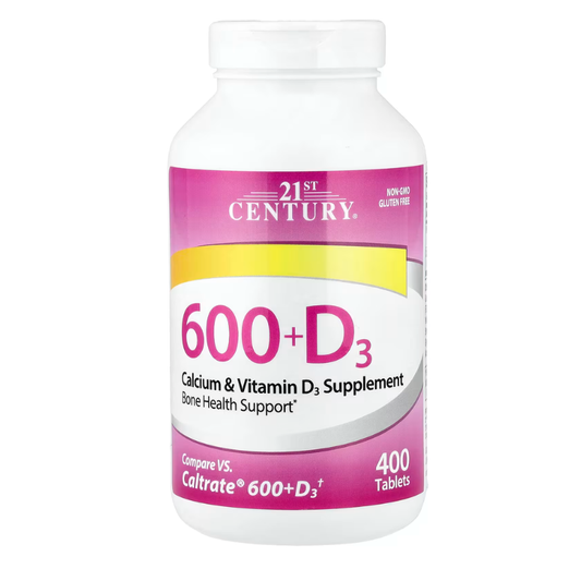 21st Century, 600+D3, Calcium & Vitamin D3 Supplement, 400 Tablets in Pakistan