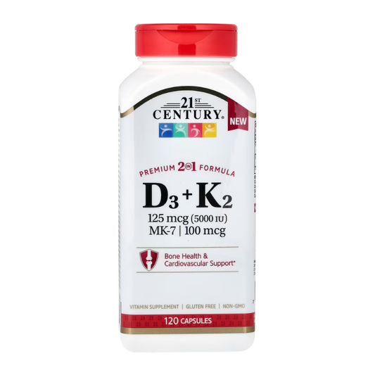 21st Century, D3 + K2, 125 mcg (5000 IU) MK-7 | 100 mcg, 120 Capsules in Pakistan