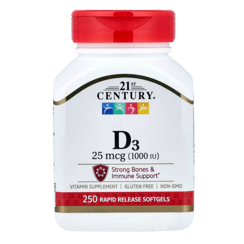 21st Century, Vitamin D3, 25 mcg (1,000 IU), 250 Rapid Release Softgels in Pakistan