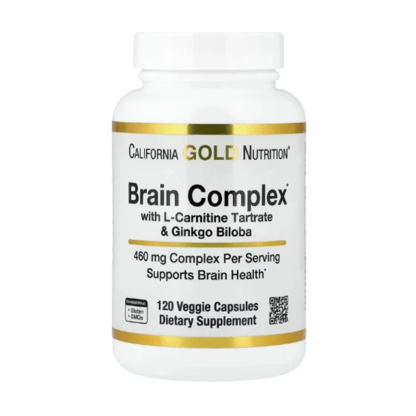 California Gold Nutrition, Brain Complex with L-Carnitine, Ginkgo Biloba 120 Capsules in Pakistan