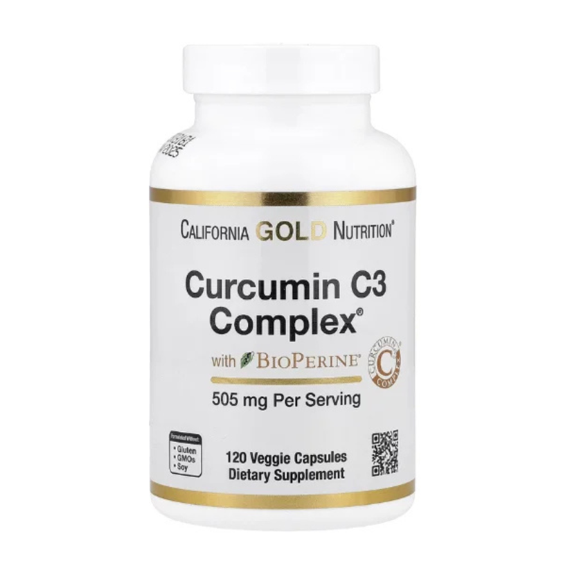 California Gold Nutrition, Curcumin C3 Complex® with BioPerine® Black Pepper Extract, Turmeric Curcumin Complex, Enhanced Bioavailablity, 120 Veggie Capsules
