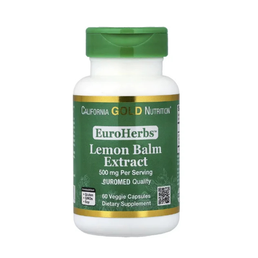 California Gold Nutrition, EuroHerbs™, Lemon Balm Extract 500 mg, 60 Veggie Capsules in Pakistan