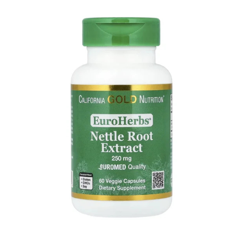 California Gold Nutrition, EuroHerbs®, Nettle Root Extract 250 mg, 60 Veggie Capsules in Pakistan