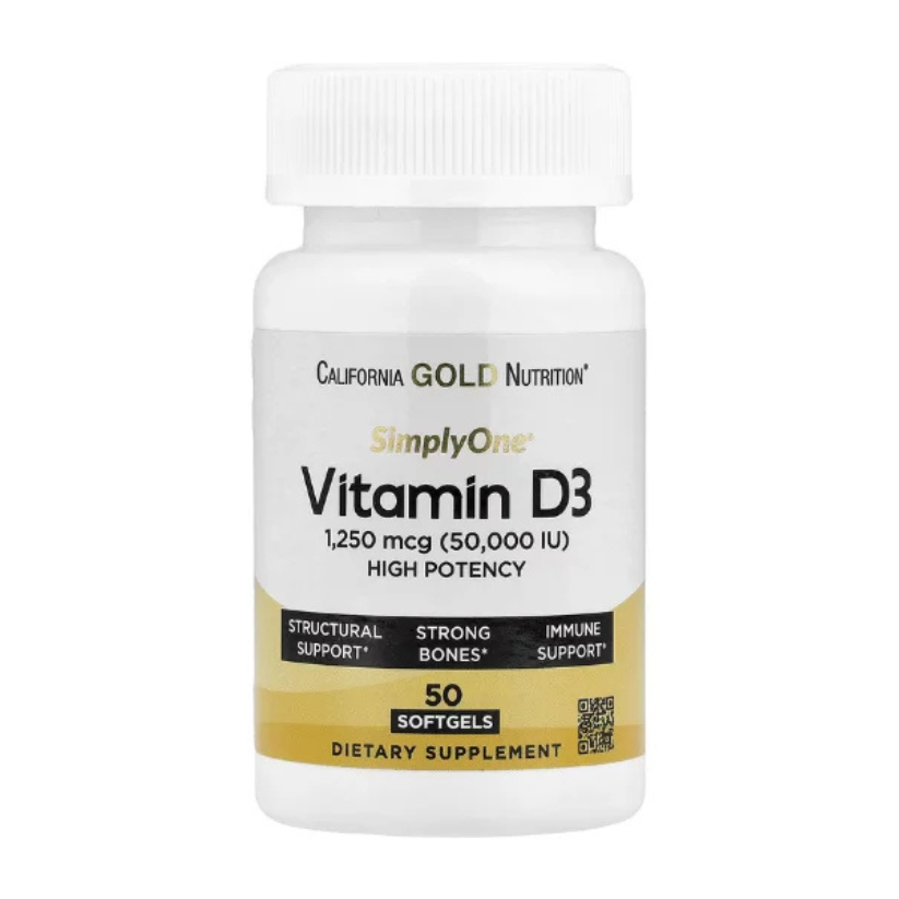 California Gold Nutrition, SimplyOne®, Vitamin D3, 1,250 mcg (50,000 IU), 50 Softgels in Pakistan