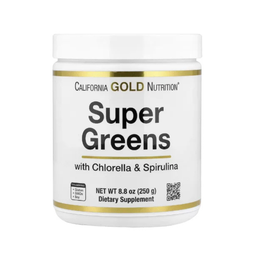 California Gold Nutrition, Super Greens with Spirulina, Chlorella, Kelp, and Apple Pectin, 8.8 oz (250 g) in Pakistan