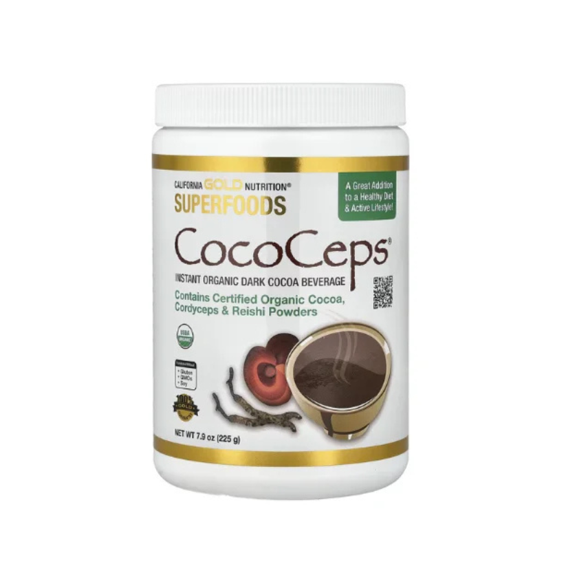 California Gold Nutrition, Superfoods, CocoCeps, Organic Cocoa, Cordyceps & Reishi, 7.93 oz (225 g) in Pakistan