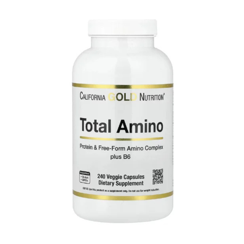 California Gold Nutrition, Total Amino with Vitamin B-6, and 20 Amino Acid Blend, 240 Veggie Capsules in Pakistan