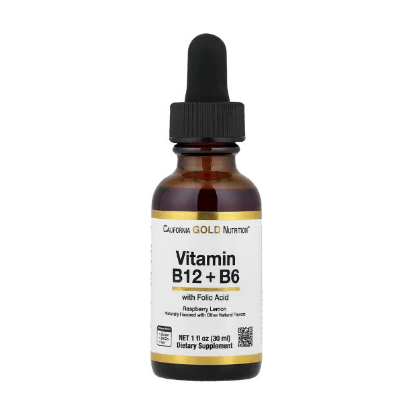 California Gold Nutrition, Vitamin B12 as Cyanocobalamin with Vitamin B6 and Folic Acid, Raspberry Lemon, 1 fl oz (30 ml) in Pakistan
