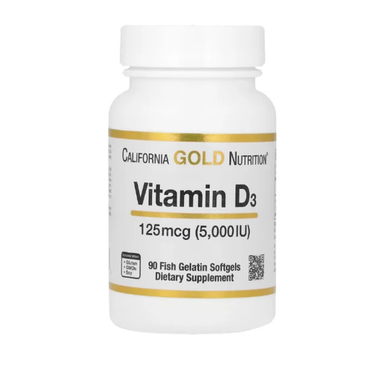 California Gold Nutrition, Vitamin D3, 125 mcg (5,000 IU), 90 Fish Gelatin Softgels in Pakistan