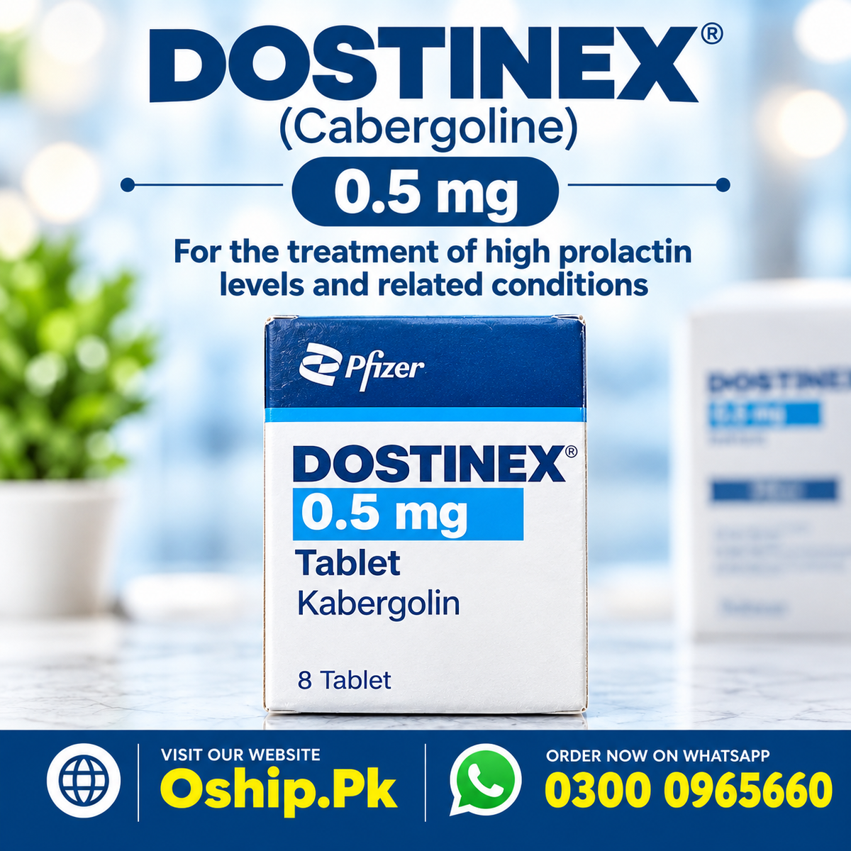 Dostinex 0.5 mg 8 Tablet Cabergoline in Pakistan