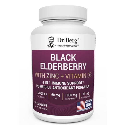 Dr. Berg Advanced Immune Support – 1000 mg Black Elderberry with Vitamin D3 & Zinc – 90 Vegetable Capsules in Pakistan