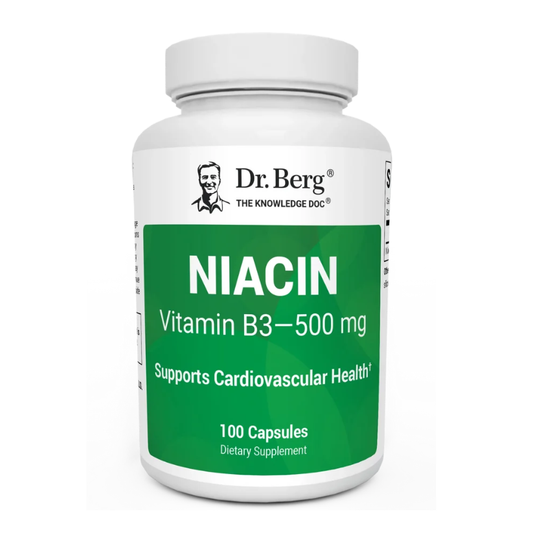 Dr. Berg Niacin (Flushing Form) – Vitamin B3 500 mg per serving – Now only 125 mg per capsule – 100 Capsules in Pakistan