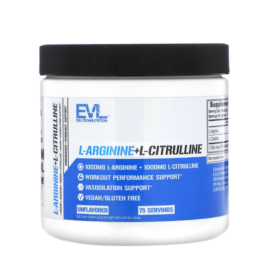 EVLution Nutrition, L-Arginine+l-Citrulline, Unflavored, 5.29 oz (150 g) in Pakistan