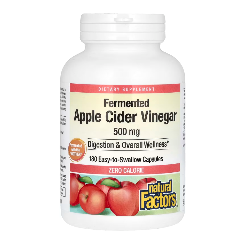 Natural Factors, Fermented Apple Cider Vinegar, 500 mg, 180 Easy to Swallow Capsules in Pakistan