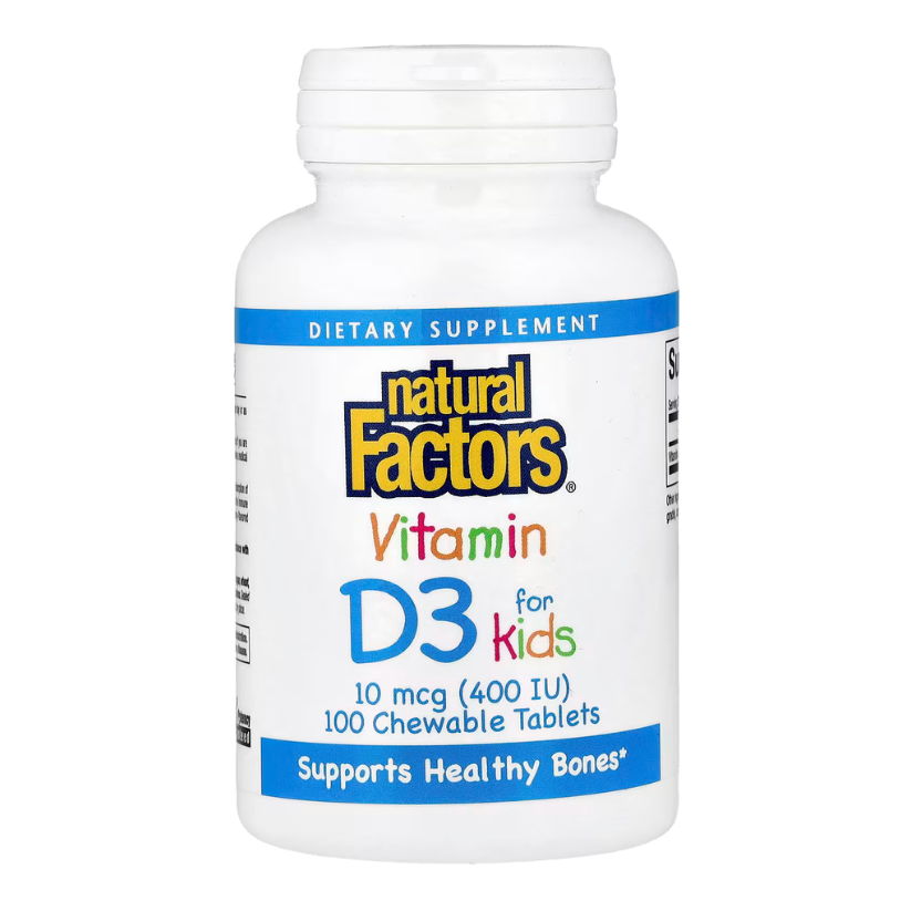 Natural Factors, Vitamin D3 for Kids, Strawberry, 10 mcg (400 IU), 100 Chewable Tablets in Pakistan