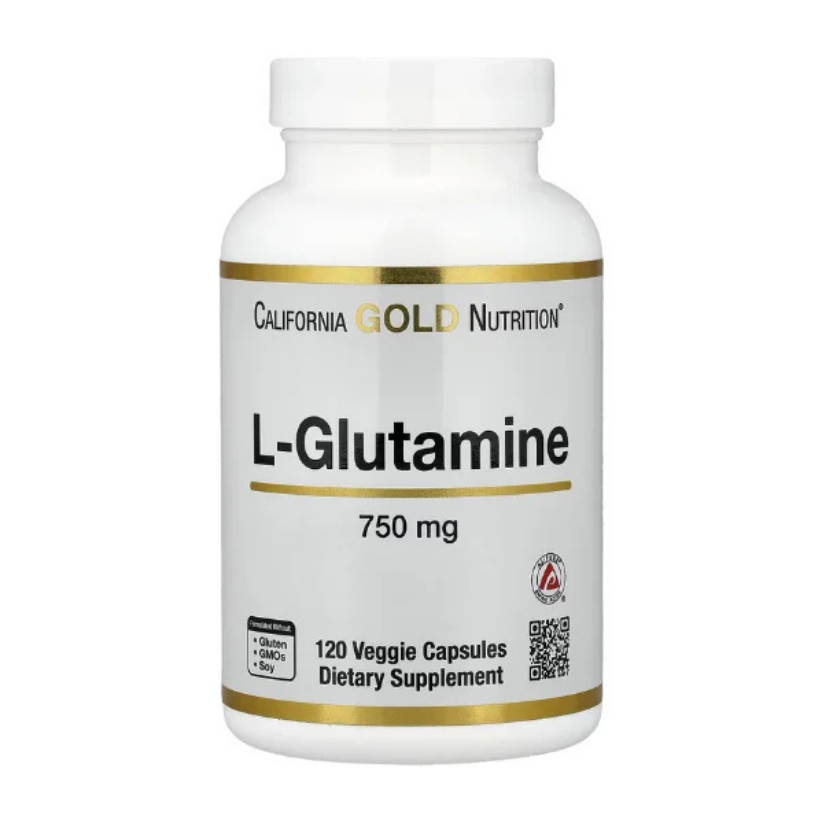 Original California Gold Nutrition L-Glutamine 750 mg, 120 Veggie Capsules in Pakistan | Imported from USA | Powerful Muscle Recovery, Gut Health & Athletic Wellness Support | Order Now at OSHIP.PK