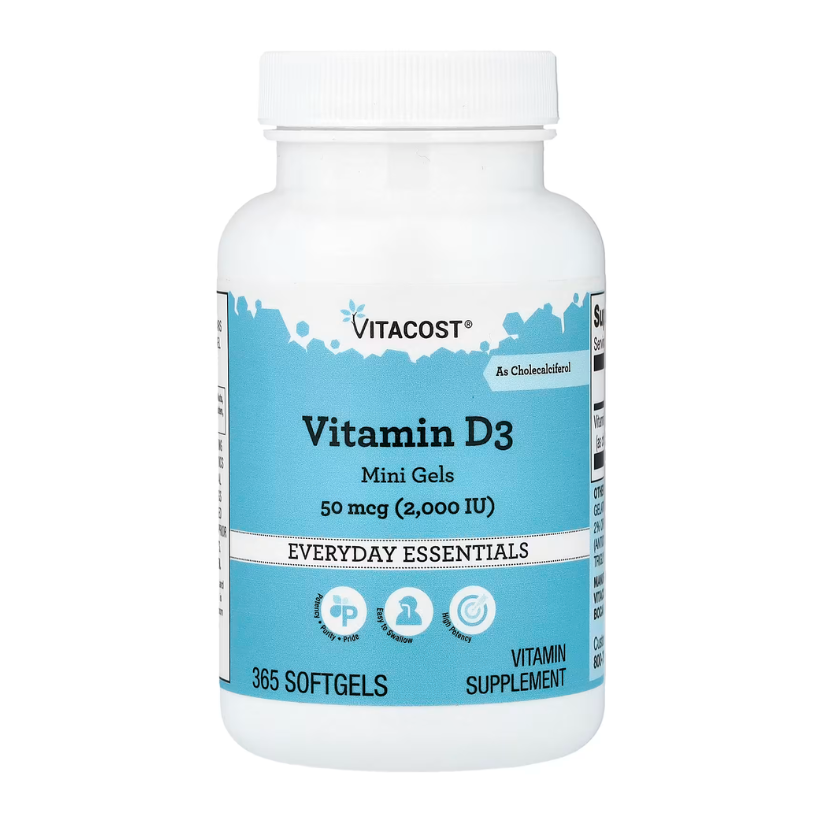 Vitacost, Vitamin D3 Mini Gels, 50 mcg (2,000 IU), 365 Softgels in Pakistan