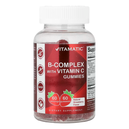  Vitamatic, B-Complex with Vitamin C Gummies, Natural Strawberry, 60 Gummies in Pakistan