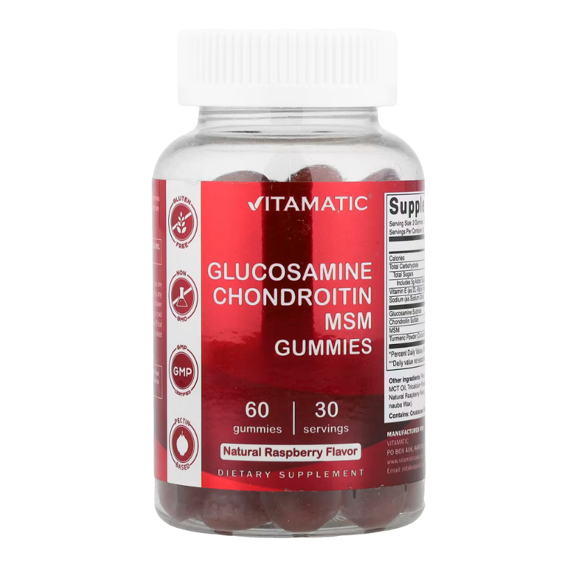 Vitamatic, Glucosamine Chondroitin MSM Gummies, Natural Raspberry, 60 Gummies in Pakistan