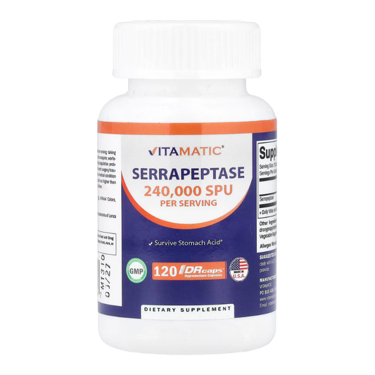 Vitamatic, Serrapeptase, 240,000 SPU, 120 DRcaps® Hypromellose Capsules in Pakistan