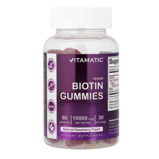 Vitamatic, Vegan Biotin Gummies, Natural Raspberry, 60 Gummies in Pakistan