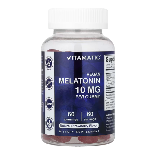 Vitamatic, Vegan Melatonin Gummies, Natural Strawberry, 10 mg, 60 Gummies in Pakistan
