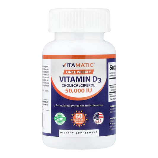 Vitamatic, Vitamin D3, 1,250 mcg (50,000 IU), 60 Vegetable Capsules in Pakistan
