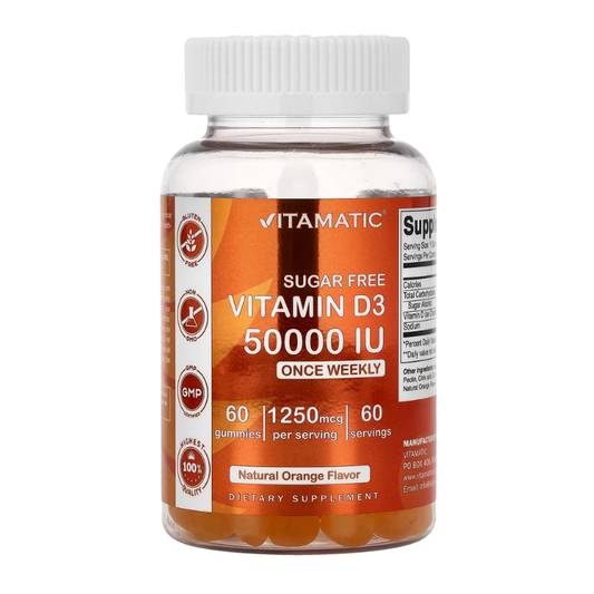 Vitamatic, Vitamin D3 Gummies, Natural Orange, 1,250 mcg (50,000 IU), 60 Gummies in Pakistan